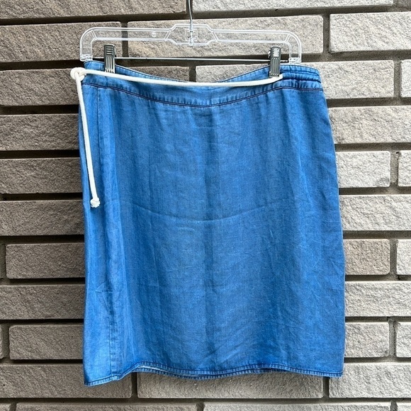Yerse Tencel Wrap Denim Mini Skirt Sz L - Picture 4 of 9